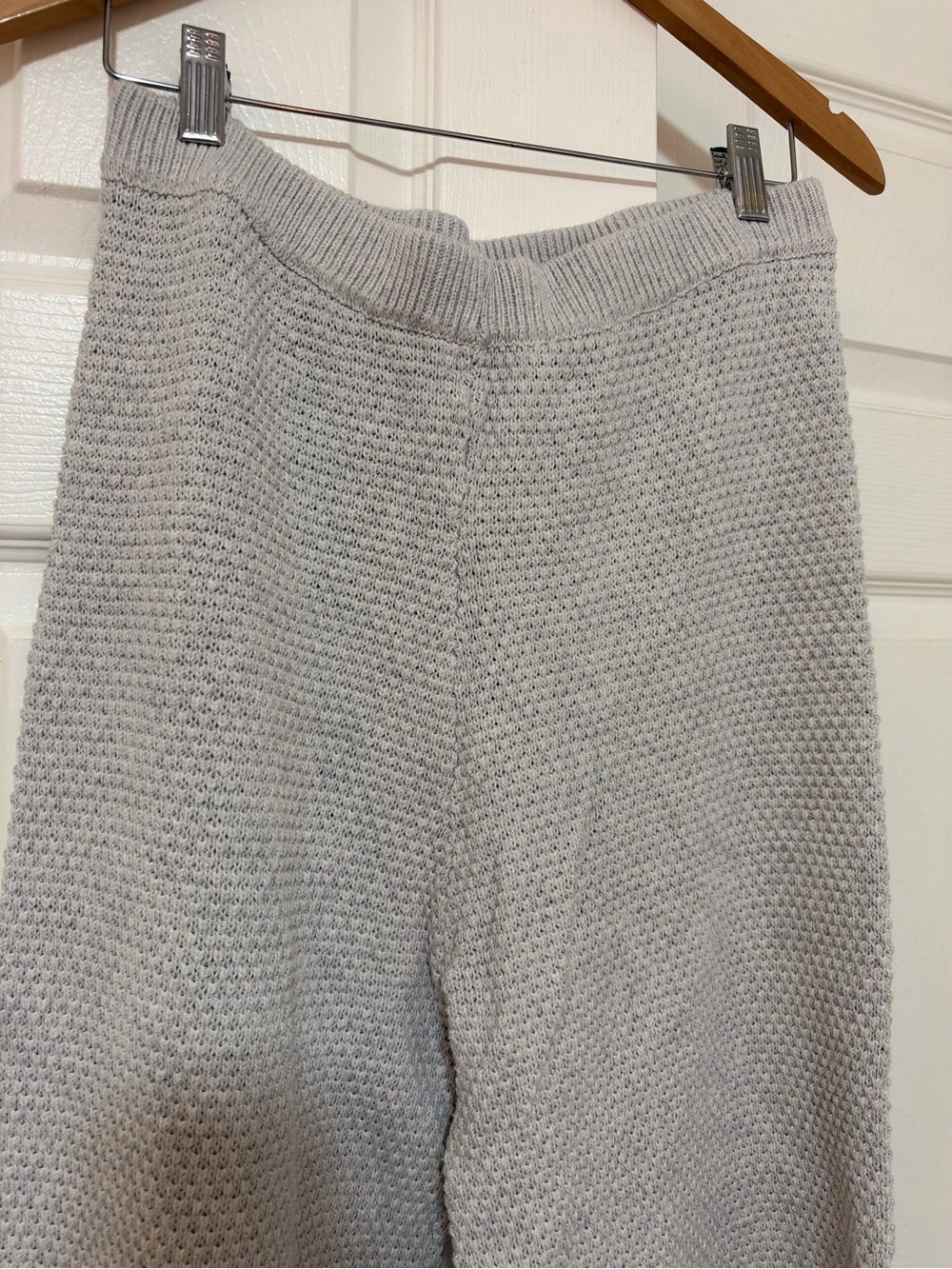 Free People Beach Knit Wide-Leg Lounge Pants in Light Gray - Size Small - Picture 3 of 5